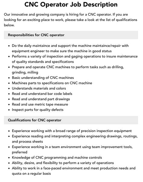 cnc lathe machine operator format|cnc lathe operator job description.